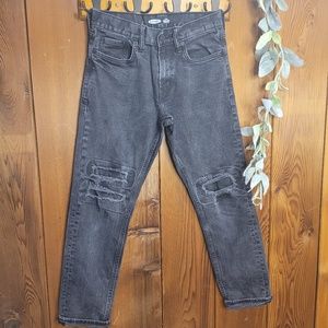 Old navy slim fit size 4 crop black distressed denim jeans